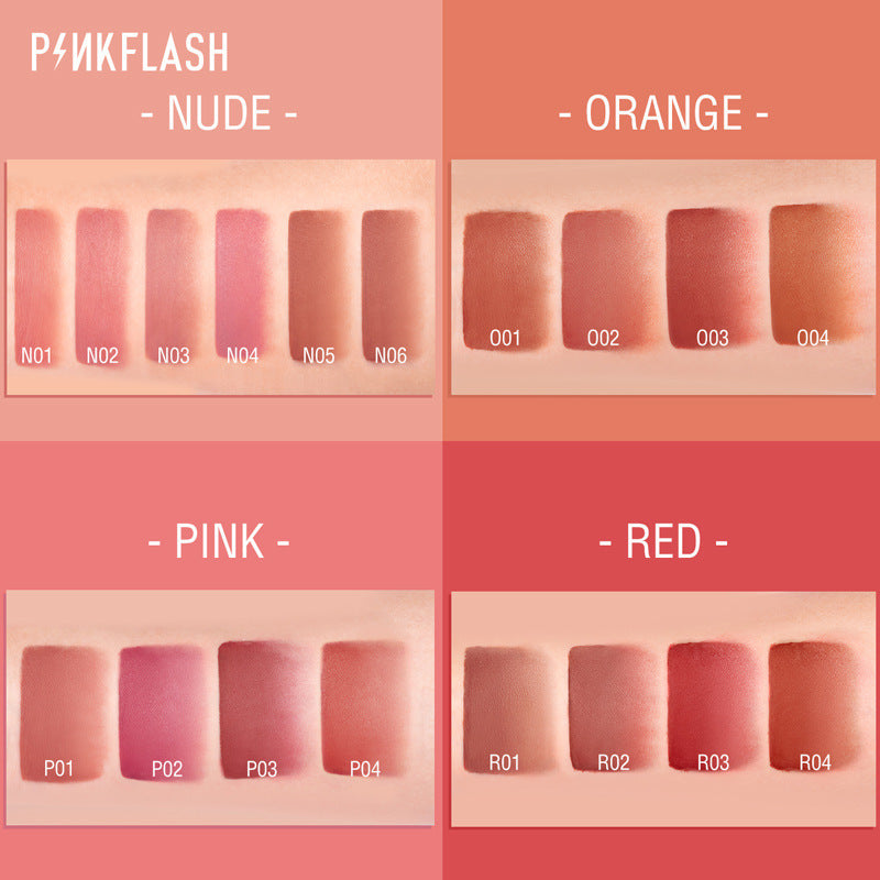 PINKFLASHFactory Wholesale18Color Exclusive for Cross-Border Moisturizing White No Stain on Cup Velvet Lipstick Matte Lip Gloss