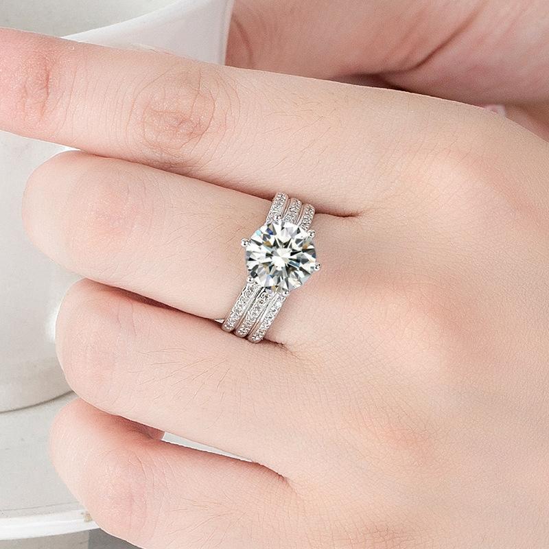 [AIYO]# Pure White Diamond Ring (all 25 Free Delivery) [buy One Get Three Free: Earrings, Ring Box, Cloth]