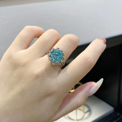 [AIYO]# Pure White Diamond Ring (all 25 Free Delivery) [buy One Get Three Free: Earrings, Ring Box, Cloth]