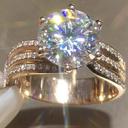 [AIYO]# Pure White Diamond Ring (all 25 Free Delivery) [buy One Get Three Free: Earrings, Ring Box, Cloth]