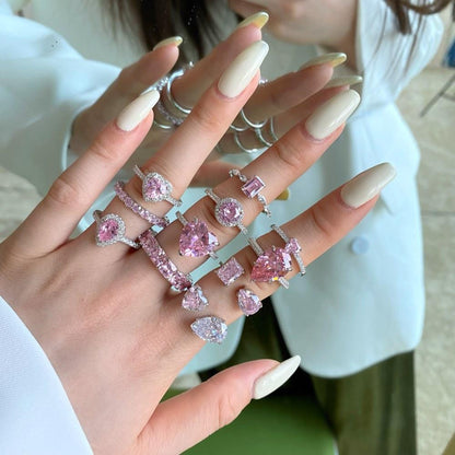 [AIYO]#【3】 Colorful Jewelry Ring  (all $25 Free Shipping) [Buy One Get Three Free: Earrings, Ring Box, Cloth]