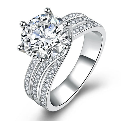 [AIYO]# Pure White Diamond Ring (all 25 Free Delivery) [buy One Get Three Free: Earrings, Ring Box, Cloth]