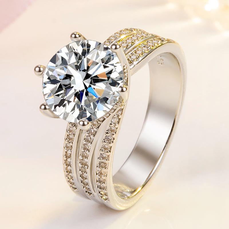 [AIYO]# Pure White Diamond Ring (all 25 Free Delivery) [buy One Get Three Free: Earrings, Ring Box, Cloth]