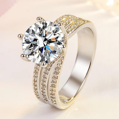 [AIYO]# Pure White Diamond Ring (all 25 Free Delivery) [buy One Get Three Free: Earrings, Ring Box, Cloth]